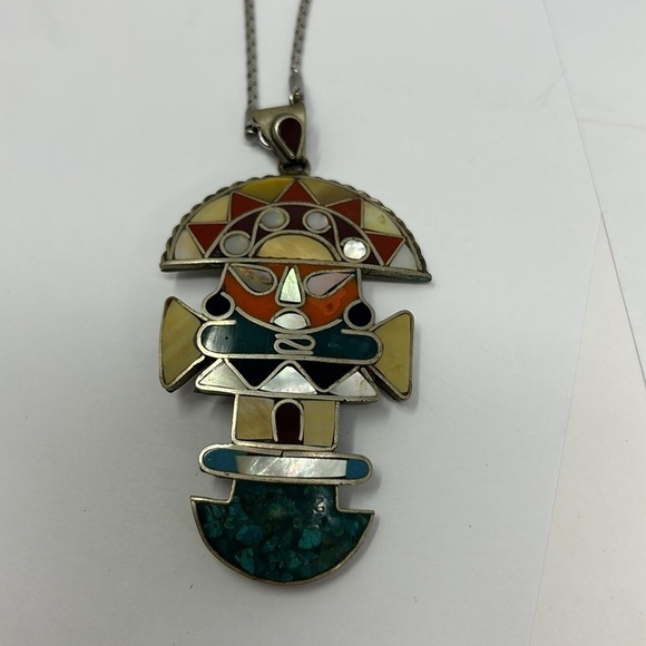 Handmade necklace from Peru with the chakras on the back, medium length - Picture 2 of 5